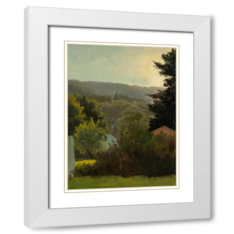 Forested hills White Modern Wood Framed Art Print with Double Matting by Bierstadt, Albert