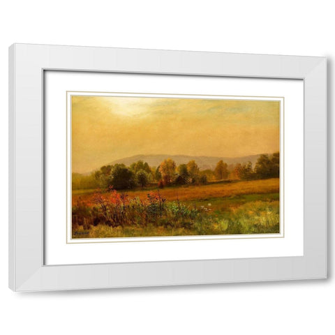 Autumn Landscape White Modern Wood Framed Art Print with Double Matting by Bierstadt, Albert