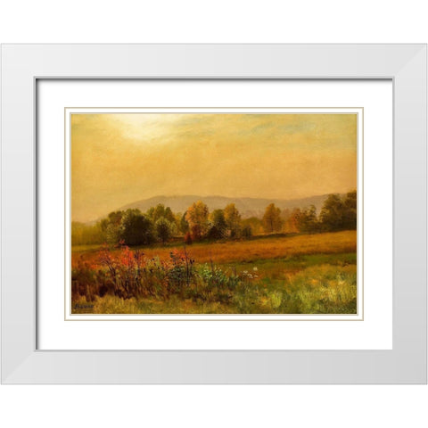 Autumn Landscape White Modern Wood Framed Art Print with Double Matting by Bierstadt, Albert