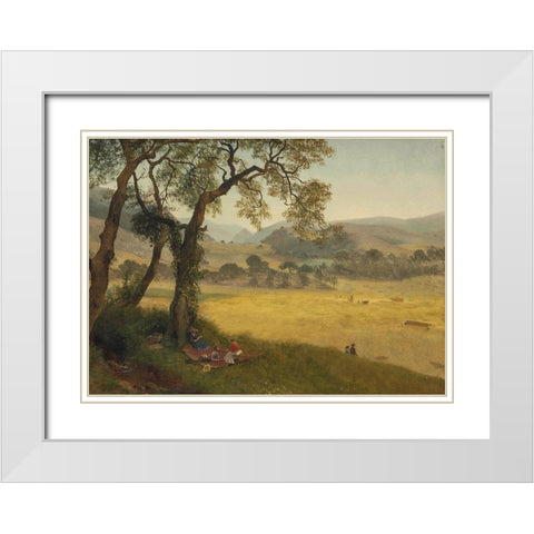 A golden summer day near Oakland White Modern Wood Framed Art Print with Double Matting by Bierstadt, Albert