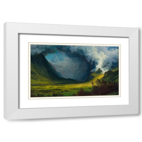 Storm in the Mountains White Modern Wood Framed Art Print with Double Matting by Bierstadt, Albert