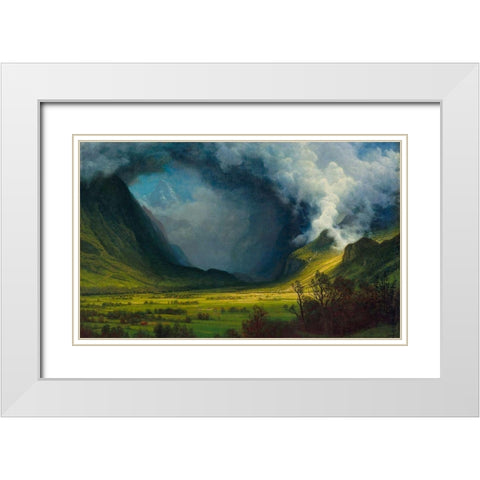 Storm in the Mountains White Modern Wood Framed Art Print with Double Matting by Bierstadt, Albert