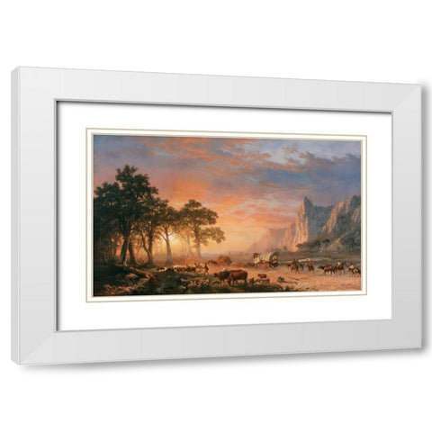 The Oregon Trail White Modern Wood Framed Art Print with Double Matting by Bierstadt, Albert