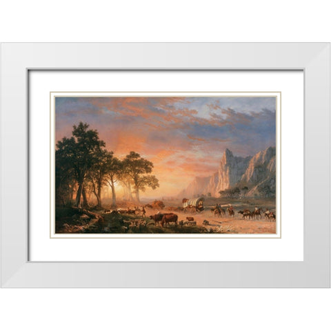 The Oregon Trail White Modern Wood Framed Art Print with Double Matting by Bierstadt, Albert
