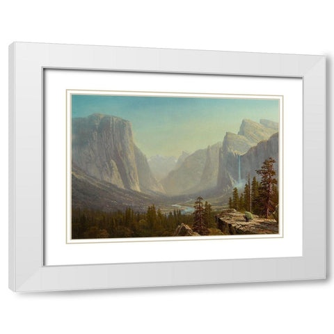 Yosemite White Modern Wood Framed Art Print with Double Matting by Bierstadt, Albert