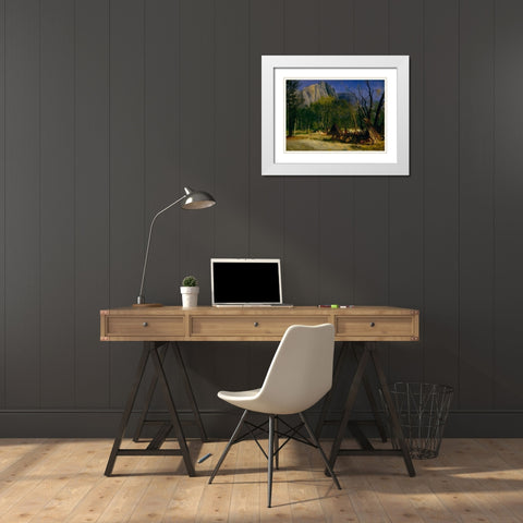 Indians in Council, California White Modern Wood Framed Art Print with Double Matting by Bierstadt, Albert