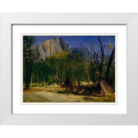 Indians in Council, California White Modern Wood Framed Art Print with Double Matting by Bierstadt, Albert