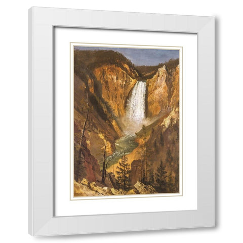 Lower Falls of the Yellowstone White Modern Wood Framed Art Print with Double Matting by Bierstadt, Albert
