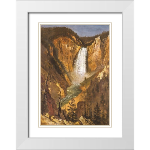 Lower Falls of the Yellowstone White Modern Wood Framed Art Print with Double Matting by Bierstadt, Albert