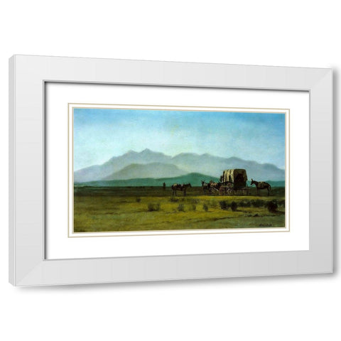 Surveyorâ€™s Wagon in the Rockies White Modern Wood Framed Art Print with Double Matting by Bierstadt, Albert