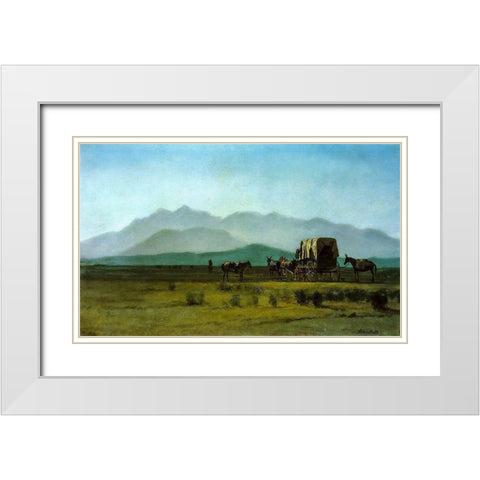 Surveyorâ€™s Wagon in the Rockies White Modern Wood Framed Art Print with Double Matting by Bierstadt, Albert
