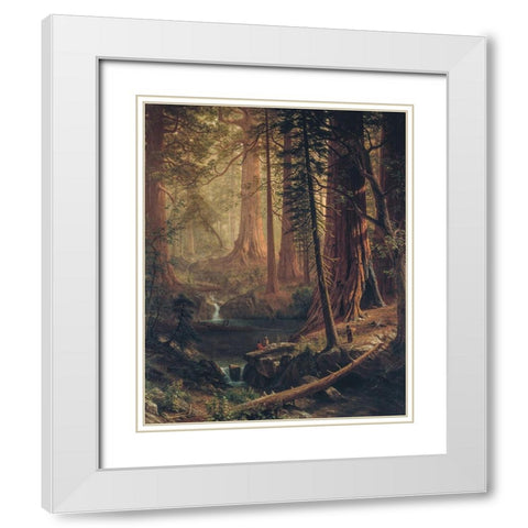 Giant Redwood Trees of California White Modern Wood Framed Art Print with Double Matting by Bierstadt, Albert