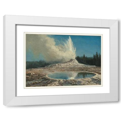 Geyser, Yellowstone Park White Modern Wood Framed Art Print with Double Matting by Bierstadt, Albert