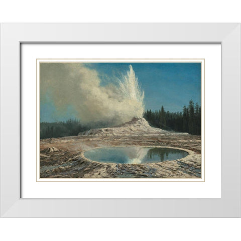 Geyser, Yellowstone Park White Modern Wood Framed Art Print with Double Matting by Bierstadt, Albert