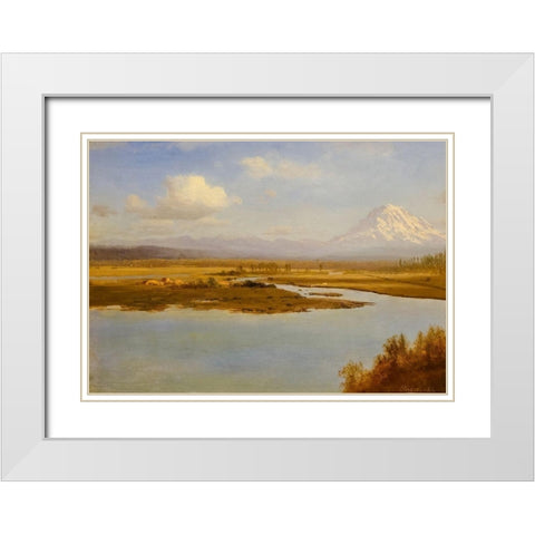 Mt. Hood, Oregon White Modern Wood Framed Art Print with Double Matting by Bierstadt, Albert