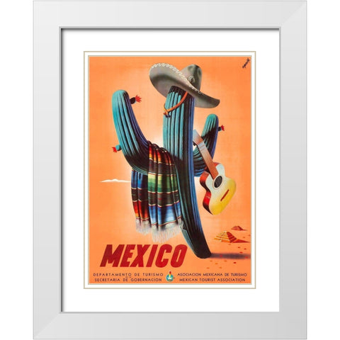 Mexico Vintage Travel Poster White Modern Wood Framed Art Print with Double Matting by Espert Arcos, Jose
