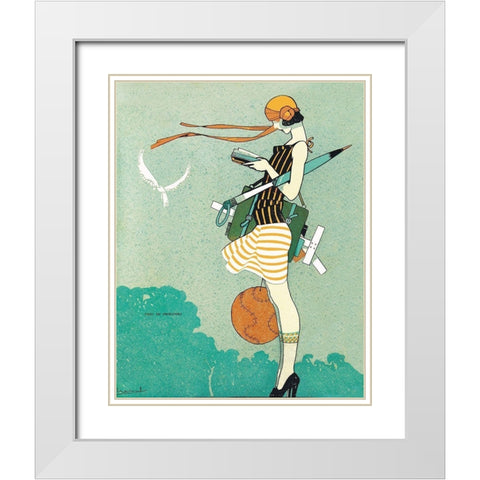 Mexican Magazine Cover 1920 Aires de primavera White Modern Wood Framed Art Print with Double Matting by Garcia Cabral, Ernesto