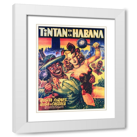Mexican Movie Poster Tintan en La Habana White Modern Wood Framed Art Print with Double Matting by Garcia Cabral, Ernesto