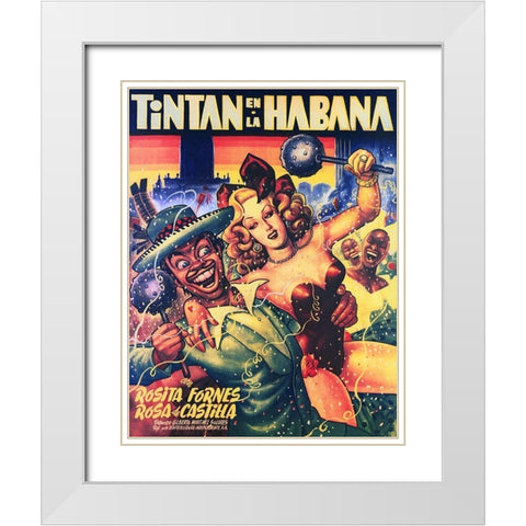 Mexican Movie Poster Tintan en La Habana White Modern Wood Framed Art Print with Double Matting by Garcia Cabral, Ernesto