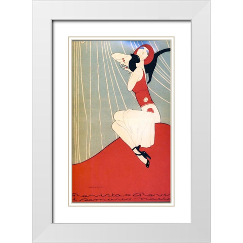 Mexican Magazine Cover 1920 Quien acaricia White Modern Wood Framed Art Print with Double Matting by Garcia Cabral, Ernesto