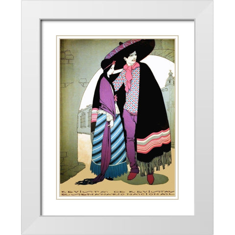 Mexican Magazine Cover 1920 Couple White Modern Wood Framed Art Print with Double Matting by Garcia Cabral, Ernesto