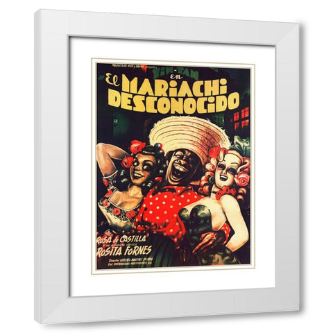 Mexican Movie Poster El Mariachi desconocido White Modern Wood Framed Art Print with Double Matting by Garcia Cabral, Ernesto