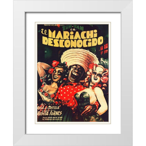 Mexican Movie Poster El Mariachi desconocido White Modern Wood Framed Art Print with Double Matting by Garcia Cabral, Ernesto