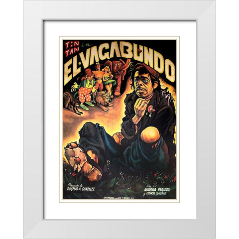 Mexican Movie Poster El Vagabundo White Modern Wood Framed Art Print with Double Matting by Garcia Cabral, Ernesto