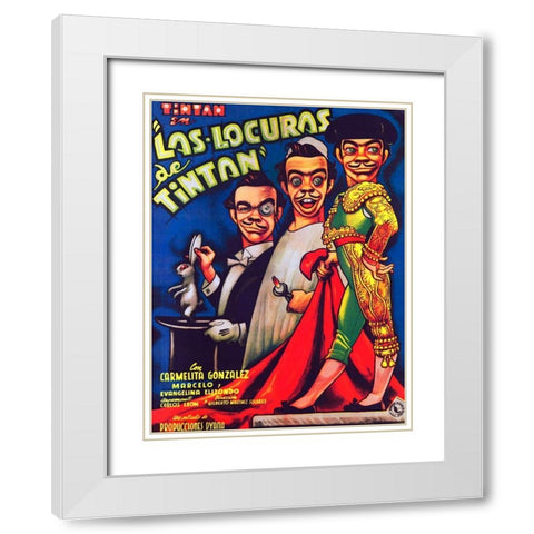 Mexican Movie Poster Las Locuras de Tintan White Modern Wood Framed Art Print with Double Matting by Garcia Cabral, Ernesto