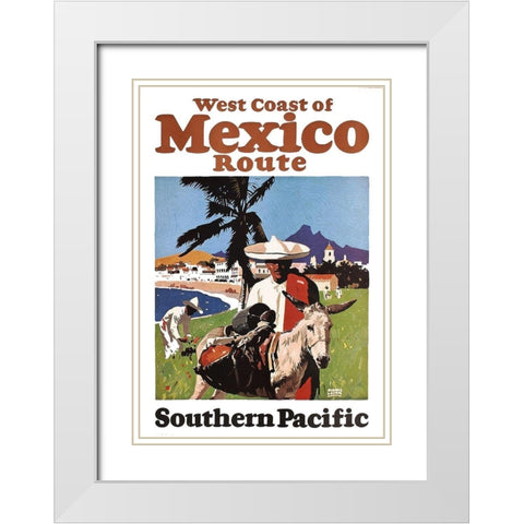 West Coast of Mexico Route, Southern Pacific White Modern Wood Framed Art Print with Double Matting by Logan, Maurice George