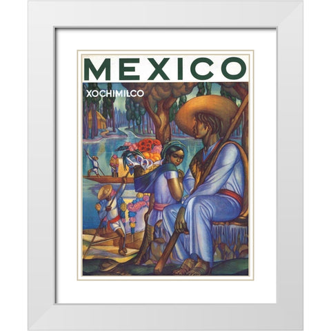 Mexico, Xochimilco White Modern Wood Framed Art Print with Double Matting by Vintage Mexico Travel Poster