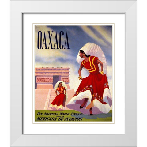 Oaxaca, Mexico, Pan American White Modern Wood Framed Art Print with Double Matting by Vintage Mexico Travel Poster