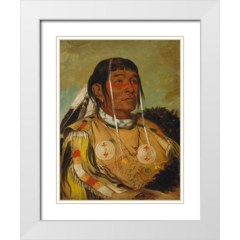 Sha co pay, The Six, Chief of the Plains Ojibwa White Modern Wood Framed Art Print with Double Matting by Catlin, George