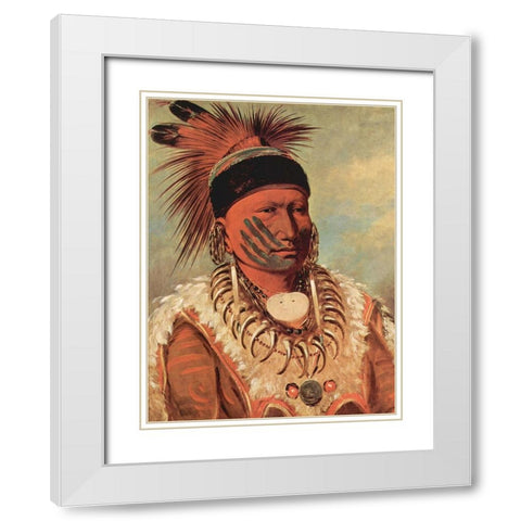 The White Cloud, Head Chief of the Iowas White Modern Wood Framed Art Print with Double Matting by Catlin, George