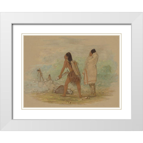 Flathead Indians, 1861 White Modern Wood Framed Art Print with Double Matting by Catlin, George