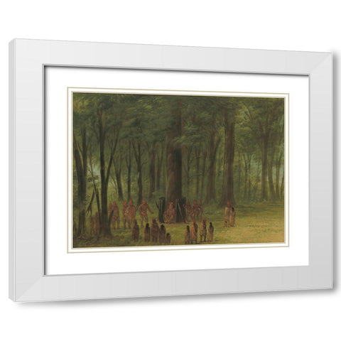 Funeral of Black Hawk - Saukie White Modern Wood Framed Art Print with Double Matting by Catlin, George