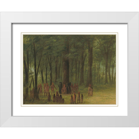 Funeral of Black Hawk - Saukie White Modern Wood Framed Art Print with Double Matting by Catlin, George