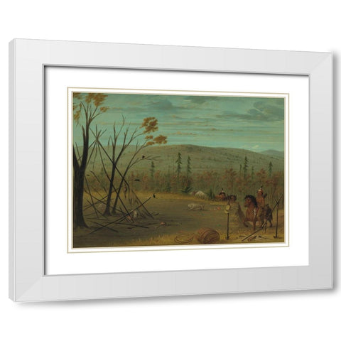 The Cheyenne Brothers Returning from Their Fall Hunt White Modern Wood Framed Art Print with Double Matting by Catlin, George