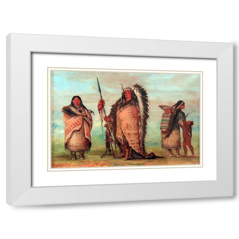 Sioux, Black Rock with family White Modern Wood Framed Art Print with Double Matting by Catlin, George