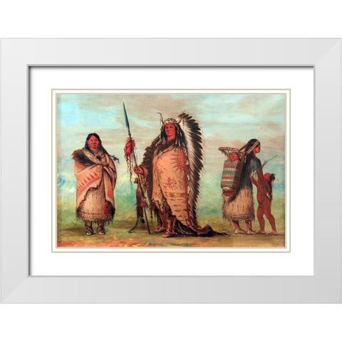 Sioux, Black Rock with family White Modern Wood Framed Art Print with Double Matting by Catlin, George