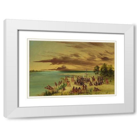 La Salle Claiming Louisiana for France. April 9, 1682 White Modern Wood Framed Art Print with Double Matting by Catlin, George