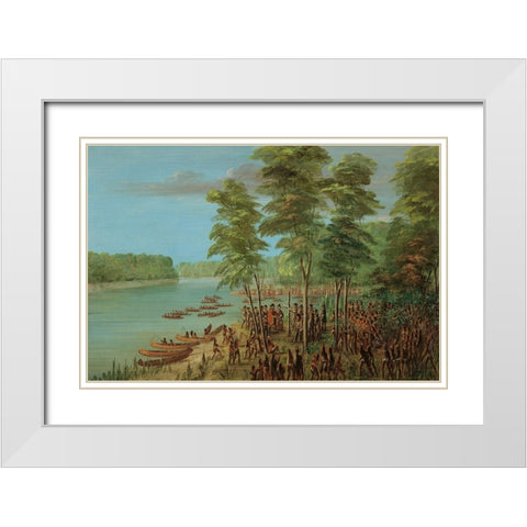 La Salle Taking Possession of the Land at the Mouth of the Arkansas. March 10, 1682 White Modern Wood Framed Art Print with Double Matting by Catlin, George