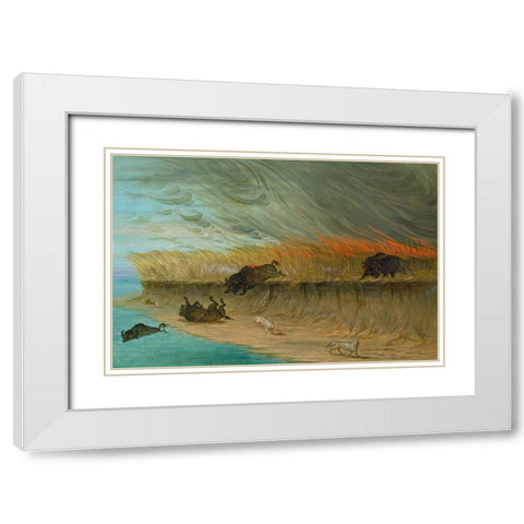 Prairie Meadows Burning White Modern Wood Framed Art Print with Double Matting by Catlin, George