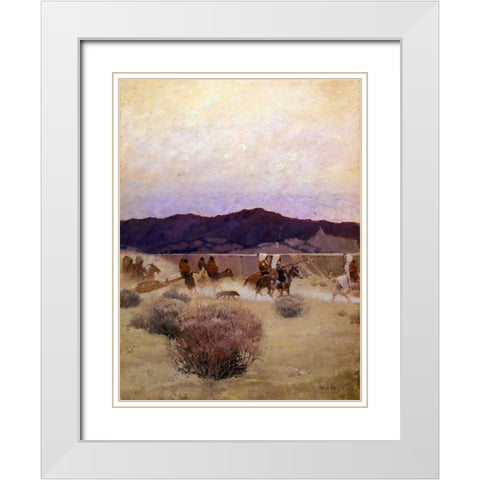 Moving Camp White Modern Wood Framed Art Print with Double Matting by Wyeth, N.C.