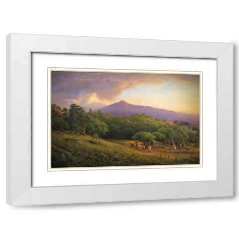 A Broadside of Mount Tamalpais White Modern Wood Framed Art Print with Double Matting by Keith, William