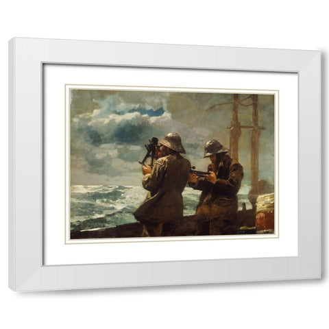 Eight Bells White Modern Wood Framed Art Print with Double Matting by Homer, Winslow