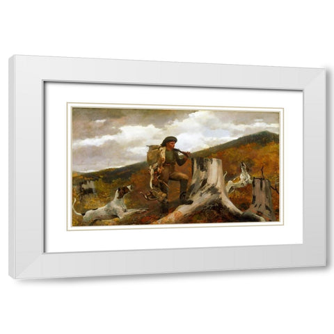 A huntsman and dogs White Modern Wood Framed Art Print with Double Matting by Homer, Winslow