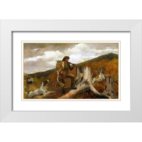 A huntsman and dogs White Modern Wood Framed Art Print with Double Matting by Homer, Winslow