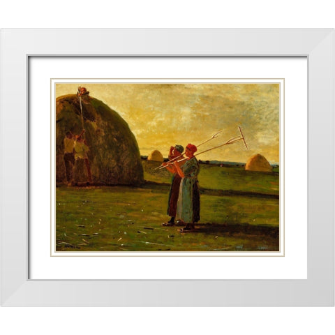 Haymakers White Modern Wood Framed Art Print with Double Matting by Homer, Winslow
