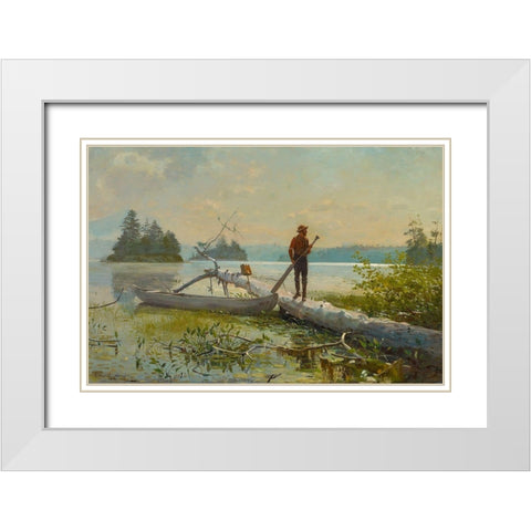 The Trapper White Modern Wood Framed Art Print with Double Matting by Homer, Winslow